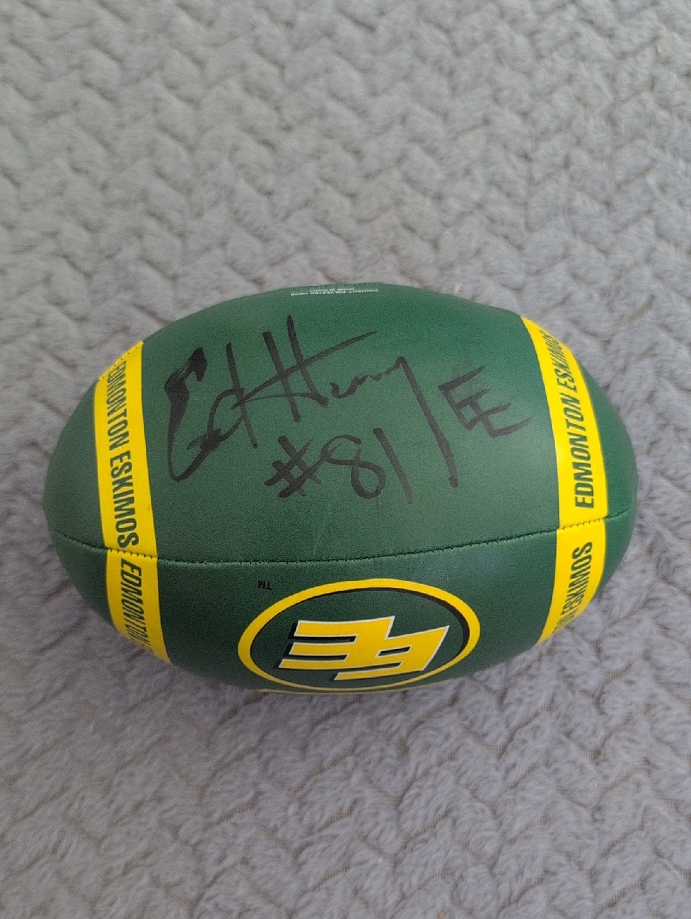 Edmonton Eskimos Mini Football Signed By Ed Hervey #81